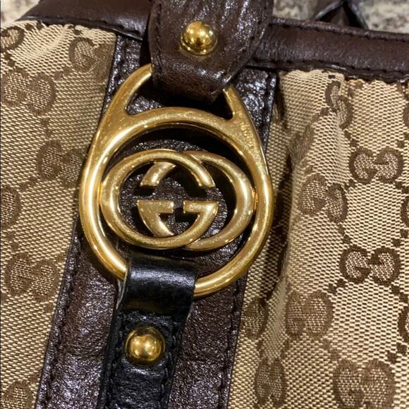 Beige/Ebony GG Canvas Interlocking G Large Tote - Picture 6 of 11